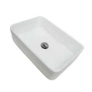 Top Ceramics White Curved Rectangular Counter Top Basin in High Gloss 510 x 400 x 130mm