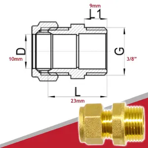 SPARES2GO Compression Connector 10mm x 3/8" BSP Male Straight Brass Pipe Coupler Adaptor Fitting (Pack of 10)