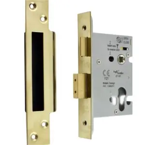 EURO Profile Architectural Sashlock 64mm Brass PVD Steel Door Latch