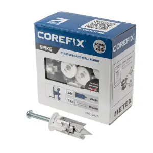 Corefix Spike Plasterboard Fixing. 24pk with M5x40mm screws