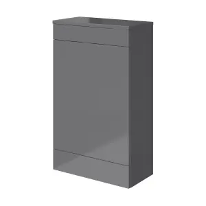 GoodHome Imandra Gloss Grey Freestanding Toilet cabinet (H)840mm (W)500mm