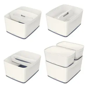 Leitz MyBox White Grey 4-Pack Large Storage Box with Lid A4 18 Litre