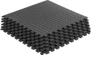 Interlocking EVA Floor Mats Black 60cmx60cm Pack of 36