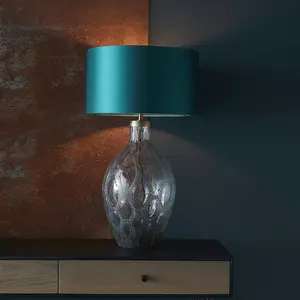 Luminosa Vibo Table Lamp Charcoal Artisan Glass & Matt Antique Brass Plate