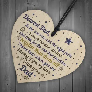 Red Ocean Dad Memorial Plaque Birthday Christmas Tree Decoration Wooden Heart Bauble Gift