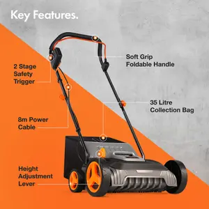 VonHaus Artificial Grass Brush 1500W, Electric Artificial Grass/Lawn Sweeper Cleaner Machine, 35L Collection Bag and 8m Cable