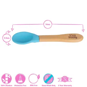 Tiny Dining - Children's Bamboo Silicone Tip Spoons - 14cm - Cherry - Pack of 2