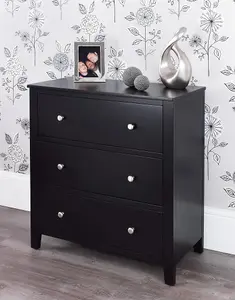 Brooklyn Black 3 Drawer Chest of Drawers