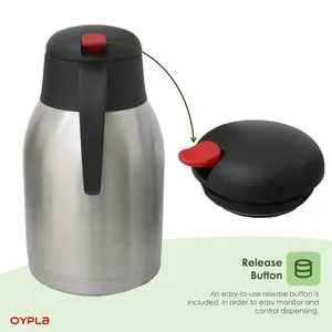 Oypla 2L Stainless Steel Airpot Insulated Vacuum Thermal Flask Jug