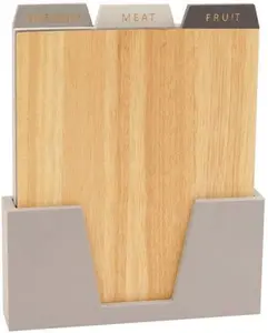 Dunelm Set Of 3 Wooden Chopping Boards With Stand, Grey