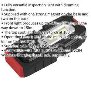 Magnetic Inspection Light - 3W COB & 1W SMD LED - Wireless Recharge - IP68 Rated