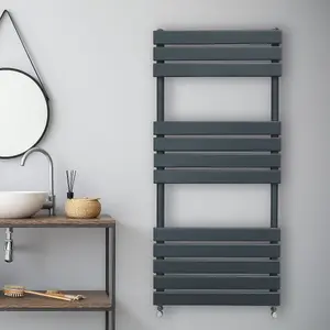 Flat Panel Towel Radiator - 1200mm x 500mm - Anthracite Grey