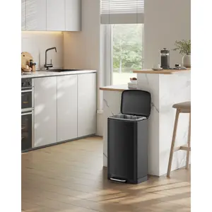 Kitchen 30 Litre Step On Rubbish Bin Black