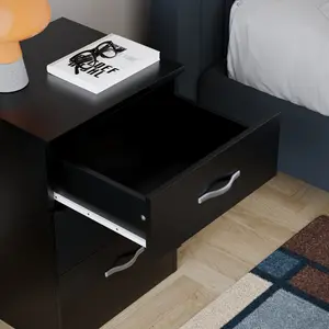 Maybery 3 - Drawer Bedside Table Nightstand Black