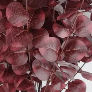 Pack of 6 x 100cm Artificial Eucalyptus Foliage Burgundy