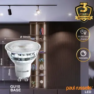 paul russells LED GU10 Dimmable Bulb, 4.5W 480 Lumens, 50w Equivalent, 4000K Cool White/Natural White, Ceiling Spotlights