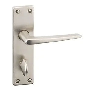 URBNLIVING 150mm Length 2 Pcs Royale Metal & Satin Nickel Lever Latch Bathroom Door Handles Set