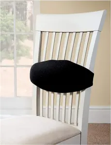 Black Adjustable Back Lumbar Supporting Chair Cushion with Machine Washable Cover - Measures H16 x W50 x D5.5cm