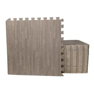 Samuel Alexander 8 Piece Grey Wood Effect EVA Foam Floor Protective Tiles or Mats 60x60cm Each