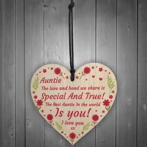 Special Gift For Auntie Birthday Mothers Day Wood Heart Gift From Niece Nephew Keepsake