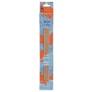 MAPLE DE KP 20CMX3.0 - Knitting Pins: Double-Ended: Set of Five: Maple: 20cm x 3.00mm - Pony