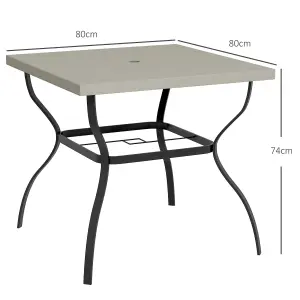 Outsunny Garden Dining Table w/ Umbrella Hole, Dining Table for 4, Grey