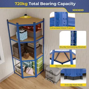 Costway 4-Tier Corner Metal Shelving Unit Adjustable Garage Storage Utility Rack 720KG