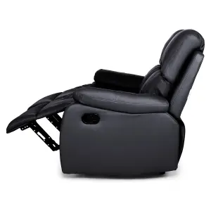 Black Faux Leather Manual Recliner 2 Seater Sofa