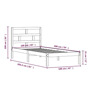 Berkfield Bed Frame Honey Brown Solid Wood Pine 100x200 cm