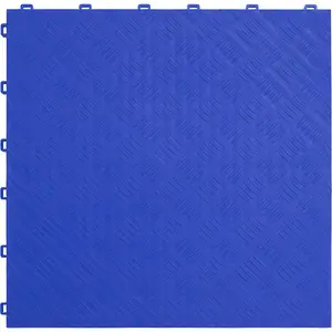 9 Pack Durable Heavy Duty Floor Tiles - 400x400mm Blue Treadplate for Workshops and Garages