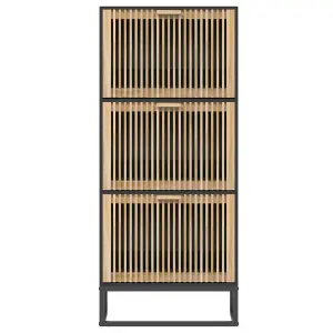 Berkfield Shoe Cabinet Black 52x25x120 cm Engineered Wood