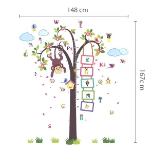 Walplus Combo Kids Nursery Monkey Height Measure Wall Sticker - Walplus Alphabet PVC