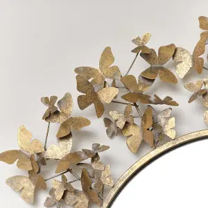 Melody Maison Round Gold Butterfly Mirror