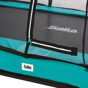 12ft x 8ft Salta Green Rectangular Comfort Edition Inground Trampoline with Enclosure