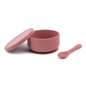 Tiny Dining - Baby Silicone Suction Bowl & Spoon Set - Dusty Rose