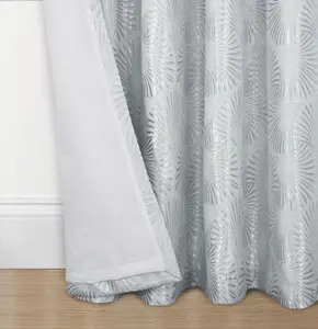 Home Curtains Chrissy Jacquard Fully Lined 65w x 54d" (165x137cm) Grey Eyelet Curtains (PAIR)