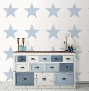 Galerie Deauville 2 Sky Blue White Big Star Smooth Wallpaper