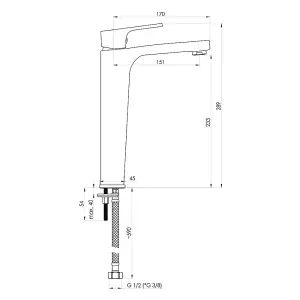 Hommix Rubineta Modena-18/D Tall Contemporary Chrome Basin Tap