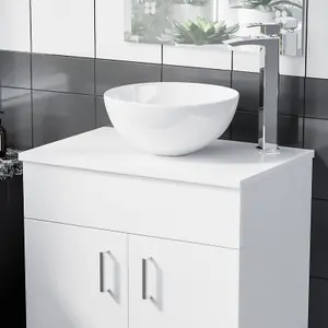 Nes Home 605mm Gloss White MDF Bathroom Worktop For Vanity Cabinet