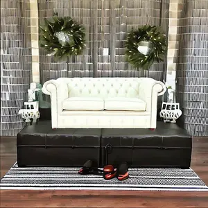 Chesterfield 2 Seater Shelly White Leather Sofa Settee Bespoke In Classic Style