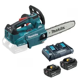 Makita DUC256PG2 Twin 18v 36v LXT Li-Ion Brushless TopHandle Chainsaw 25cm 2x6ah