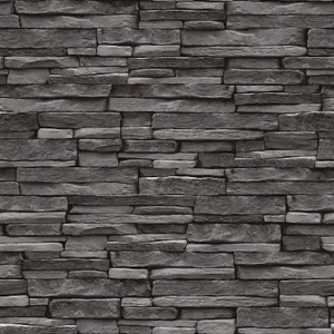 Thornton Wallpaper Holden Décor 3D Slate Brick Effect Black Charcoal Modern