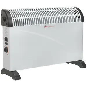 2000W Convector Heater - Thermostat & Turbo Fan - 3 Heat Settings - 230V Supply