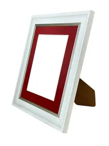 Scandi White Speckled Frame with Red Mount for Image Size 4.5 x 2.5 Inch