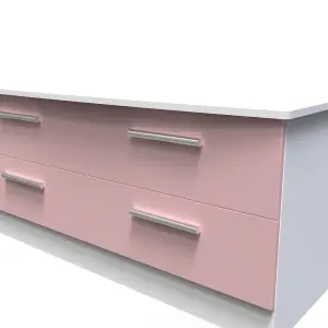 Harrow 4 Drawer Bed Box in Kobe Pink & White (Ready Assembled)