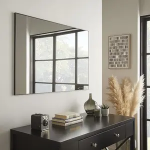 Wall Mirror Islington Handcrafted and finished Rectangular Shape with Black Frame- H 90cm x W 60cm for hanging in bedroom