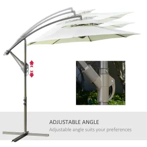 Outsunny 2.7m Cantilever Banana Parasol Outdoor Sun Shade Crank, Beige