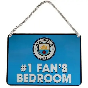 Manchester City FC 1 Fans Bedroom Door Sign Blue/White (One Size)