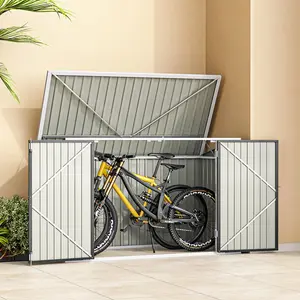 Aslee 7 Ft. W x 3 Ft. D Pent Metal Bike Shed (Fits 3 Bikes)