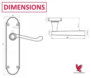 Epsom Door Handles with Hinges and Latch Scroll Lever - Chrome